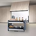 DBR Modular Kitchen Storage Rack Lift Basket Elevator Glass Finished Pull Down Two Tier Shelf Unit for Cabinet/Cupboard Outer Width 900 MM (Gray)