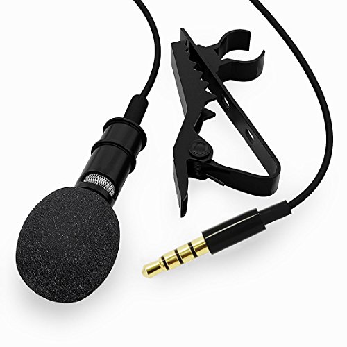 BeiLan Lavalier Risvolto Clip-on Microfono a condensatore omnidirezionale Mini microfono professionale con cavo da 2 m per tutti gli smartphone Android o iOS e Computer Recording