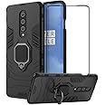 2ndSpring Case for OnePlus 8 with Tempered Glass Screen Protector,Hybrid Heavy Duty Protection Shockproof Defender Kickstand Armor Case Cover,Black