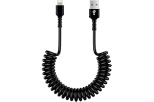 OCBUO Spiralkabel USB A auf Lightning Kabel, [MFi Zertifiziert] A-pple Carplay Kabel Datenkabel, iPhone Ladekabel Auto USB Lightning Kabel Schnellladekabel für iPhone 14 Pro/14 Plus/14/13/12/11/SE/X/XS/XR/8