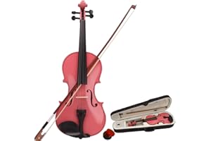 WENYUYU 4/4 Full Size Acoustic Violin Fiddle Set for Adult Beginners Students with Violin Case, Bow, Rosin (Pink)