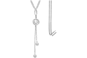 YeeHeen Long Necklace Crystal Sweater Chain Pendant Necklace