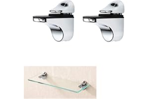 AWEN 2 Staffe per Ripiani in Vetro Regolabili, Utilizzate per Mensole in Legno/Vetro, Spessore 5-22mm