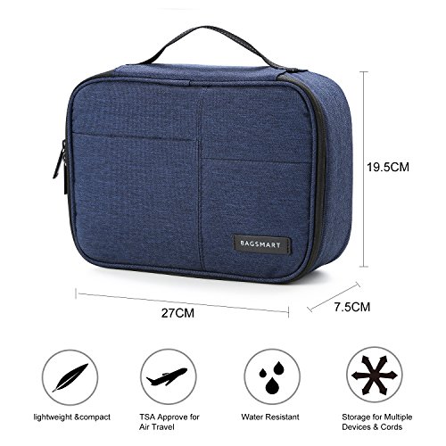 BAGSMART Universaltasche Eletronik Organizer für Kabel, Externe Festplate, ipad mini, Objektive Blau - 7