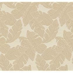 Raumausstatter.de - Tela para Muebles para Exterior Korsika 753 Hojas Beige como Tela de tapicería Resistente para Coser y tapizar para Interior y Exterior con protección Antimanchas