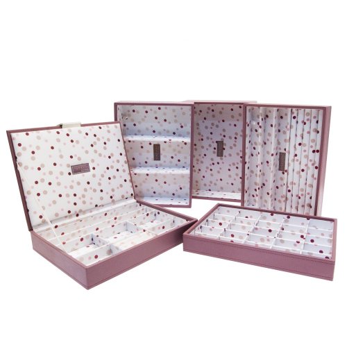 Stapler Set mit 5 Rosa Schmuckkästchen Medium Größe Schmuck Schalen Zum Stapeln - 2