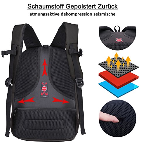 Norsens Anti-Diebstahl 18 4in Notebook Rucksack Schwarz Business Computer Rucksack Damen Fits up to 17 3in Laptop Rucksack