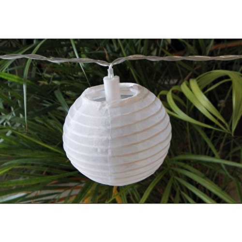 Lampion-Lichterkette mit 40 LED-Lampions Ø 7,5 cm weiß für innen und außen von Gartenpirat® - 4