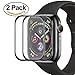 Produktbild WARMYEE 2 Stück- Apple Watch Series 4 Schutzfolie, 3D Curved Panzerglas Volle Abdeckung 9H Härte Schutzfolie gehärtetem Glas Folie Blasenfrei Displayschutzfolie für Apple Watch Series 4 44mm