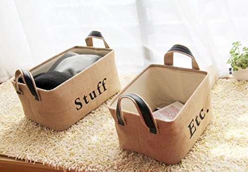 Kimjun Multifunktionale Baumwoll Leinen Wäschesammler Wäschebox Faltbare Wäschekörbe Kinder Spielzeug Aufbewahrungskorb Stoffkorb Aufbewahrungsbox 30*25*18CM (S) - 4
