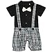 TiaoBug Baby Boys Plaid Romper Jumpsuit Communion Party Gentleman Suit Clothes Outfits 12-18 Months Black