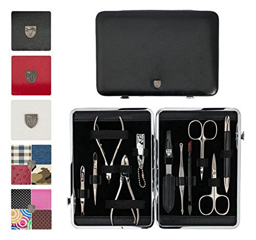 Drei Schwerter | Exklusives 11-teiliges Maniküre - Pediküre - Nagelpflege-Set / Etui | Qualität - Made in Solingen (000668)