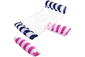 ZHODADA Hamaca de Piscina, 2pcs Hamacas Flotantes 4 en 1 Piscina Hinchables Flotante Tumbona de Inflar Colchoneta Silla Hamaca Verano de Natación (Azul Oscuro+Rosa)