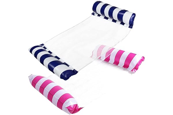 Earnmore Hamac de Piscine, Lot de 2 Flottantes Hamac Lit Flottant Chaise Longue Gonflable 4 -en-1 Bouee Piscine Flottantes Pliable Portable Hamac Flotteur Ultraléger