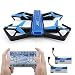 Produktbild JJR/C H43WH Klappbar Wifi FPV Quadrocopter Drohne mit Kamera Live Übertragung WLAN-APP-Steuerung automatische Schwebe G-Sensor 3D Flip Stunt Headless Modus geeignet für alle Stufen-Piloten, mit guter Garantie, 2 Akkus, Deutsche Anleitung, Schwarz/blau