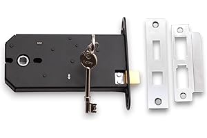 Infinity Decor 6” 150mm Horizontal 3 Lever Sash Lock Polished Chrome Mortice Iron Latch Lock Set with Key for Gate Door Replaces Union 2077