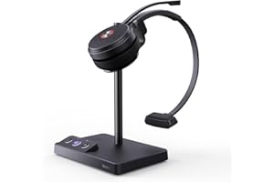 Yealink WH62 Schnurloses DECT-Headset Teams Zertifiziert, EIN-Ohr-Büro-Headset für Tischtelefon und Computer-Softphone, Mikrofon mit Rauschunterdrückung, 13 Stunden Sprechzeit, 160 Meter Reichweite