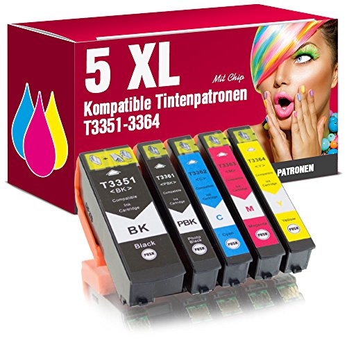 5 kompatible Patronen für Epson Expression Premium XP-530 XP-540 XP-630 XP-635 XP-640 XP-645 XP-830 XP-900 kompatibel zu T3351 T3361 T3362 T3363 T3364 ms-point®