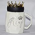 BonZeal Ceramic King Mug Crown Mug Tea Coffee Cup Pack of 1 450 ml Birthday Gift for Brother Son Husband Father Boyfriend Fiance Gift for Friends Premium Mugs