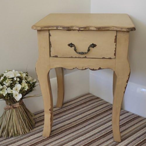 VINTAGE SHABBY CHIC SIDE END TABLE UNFINISHED WOOD BEDSIDE TABLES HOME FURNITURE (Cream Small Lamp Table)
