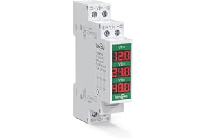 TONGOU Din Rail Voltage Meter, DC Three-Channel Voltmeter, Digital Display, 3W Low Power, ‌Wide Voltage Measurement Range (DC 11-330V)‌, ‌High Accuracy‌, CE Certification