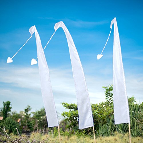 Festivalflaggen ~ Set von 3 Fallschirm Seide 2 Meter hoch. Keine Fahnenmasten enthalten. Viele Farben erhältlich. (Weiß)