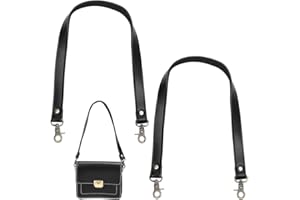 PH PandaHall 1 Pair 58cm Black Leather Replacement Handles Purses Straps Handbags Shoulder Bag Strap with Antique Bronze Swivel Lobster Buckles
