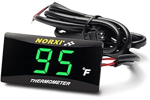 NORXI Medidor de temperatura del agua de motocicletas Termómetro Fahrenheit universal digital de temperatura del agua Termómetros ultradelgados para automóviles de carreras y motocicletas (Verde)