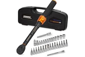 UYECOVE Torque Wrench 1/4, Bike Torque Wrench Set 1-25 Nm, 33 Pcs Small Torque Wrench with ± 3% Error Accuracy, 0.1 NM Micro Adjustment for MTB Mountain Road