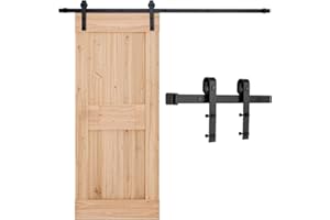 VEVOR Kit Quincaillerie de Porte Grange Coulissante Simple, 183 cm, Rail Durable et Rouleau J, Charge 150 kg, pour Portes 914,4 mm de Largeur 34,92-44,45 mm d'Épaisseur, Noir, Portes Non Incluses