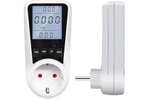 NAVESO Stromzähler für Steckdose, Stromverbrauchsmesser mit LCD, Überlastsicherung 3680W MAX 16A, Hintergrundbeleuchtung Leistungsmessgerät 230V, Stromkostenmessgerät Steckdose, Energiekostenmessgerät
