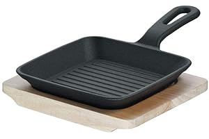 Schulte-Ufer Rustika Mini poêle à Griller avec Planche de Service en Fonte 15x15cm