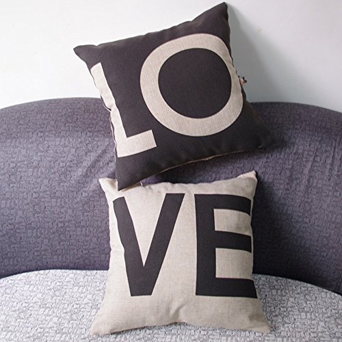 Bravoe LOVE Kissenbezug Lendenkissen Bettkissen Pillowcase Kissenhuelle Haus Sofa Zimmer Auto Liebhaber Hochzeit Deko 45 x 45 cm Set 2er Geschenk - 2