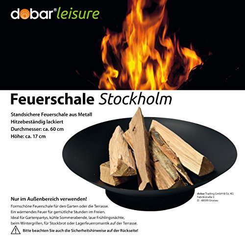 dobar Feuerschale „Stockholm“, Feuerstelle aus Stahlblech, Durchmesser 60 x 17 cm, schwarz - 4