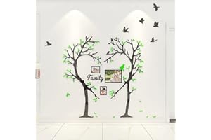 GUANGMU 3D Pegatinas de Pared Pegatinas Acrílico Mural Árbol en Forma de Corazón Flying bird Sticker Art Fondo Pegatina para Salón,Dormitorio,Oficina,Habitación Pegatinas Pared Con Marco de Fotos