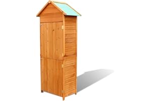 Tidyard Caseta Jardín Exterior de Madera,Armario de Almacenaje,con 2 Estantes Incorporados y Tapa Impermeable,79x49x190cm
