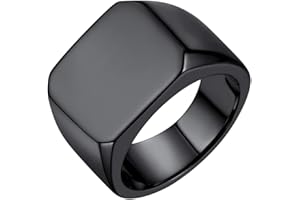 PROSTEEL Mens Ring, Square Flat Biker Style Polished Ring, Stainless Steel/Gold Plated (Send Gift Box)