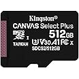 Kingston Canvas Select Plus SDCS2/512GB Scheda microSD Classe 10 con Adattatore SD Incluso, 512 GB