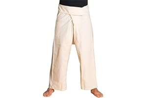 PANASIAM Pantaloni da Pescatore thailandesi Classici | Pantaloni Ampi avvolgenti, Realizzati in 100% Cotone | per Uomini e Donne | piacevolmente Morbido e Molto Confortevole | Thai Fisherman Pants