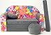 Pro Cosmo A12 Kids Sofa Bed Futon with Pouffe/Footstool/Pillow, Fabric, Grey, 168 x 98 x 60 cm