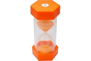 TEACHERFAV Sand Timer for Kids- 5 Minute Orange-5 inches Hour Glass Acrylic Covered for Classroom, Home & Kids Room - Medium-Single Pack