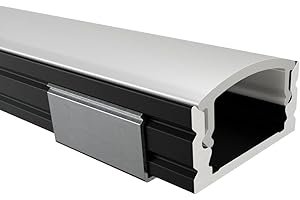 Alumino | LED Aluminiumprofil Schwarz | 150 cm | Aufputzprofil | Opale Abdeckung | für 12 mm LED-Streifen | 1,5m | Elbe