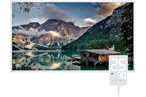 Hocosyme Chauffage Infrarouge 600 Watts Image, Atteignez la Température de Travail en 3 Minutes 120 Degrés Celsius - Installation au mur ou au Plafond - Avec Thermostat Tactile - Lac