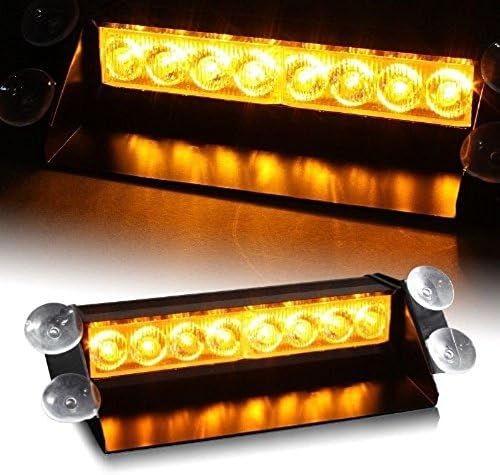 WASTUO 8 LED Warning Caution Van Truck Emergency Strobe Light Lamp Bar (Amber)