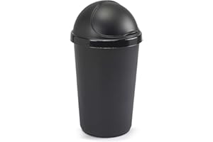 WHITEFRUZE Bullet Bin Recycling Waste Rubbish Cardboard Plastic Disposal Dustbin Flip Top Flap Lid (50 Litre Black)