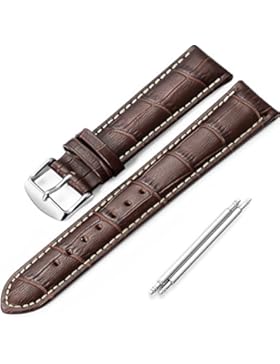 iStrap 18mm Echt Rindleder Uhrenarmbänder Uhrband Watch Bracelet mit Edelstahl Dornschließe Baun Gerben Naht