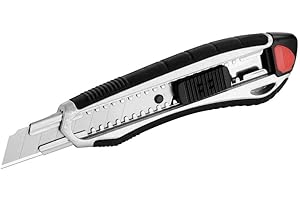 Westcott E-84025 00 18 mm Aluminium Alloy Snap Off Blade Knife with Ergonomic Soft Grip Handle - Black