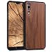 Produktbild kwmobile Holz Schutzhülle für Huawei P20 - Hardcase Hülle mit TPU Bumper Walnussholz in Dunkelbraun - Handy Case Cover