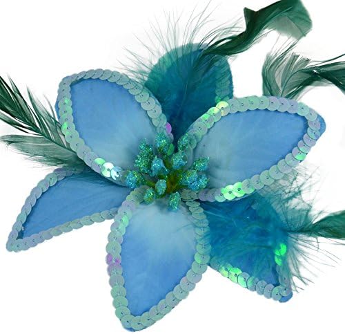 Jay Jewellery5.5" Blue, Glitter edge rose fabric flower corsarge, hairclip & brooch