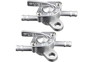 CAINCAY 2 robinets de carburant universels 6 mm Interrupteur de robinet d'essence Avec fonction de fermeture Pour cyclomoteur, mobylette, moto et quad Argenté